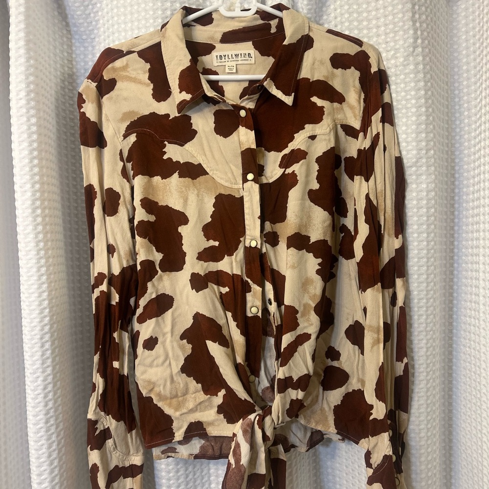 Brown and Cream Button-Up Shirt